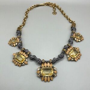 Ann Taylor dressy statement style chain cord and medallions necklace.